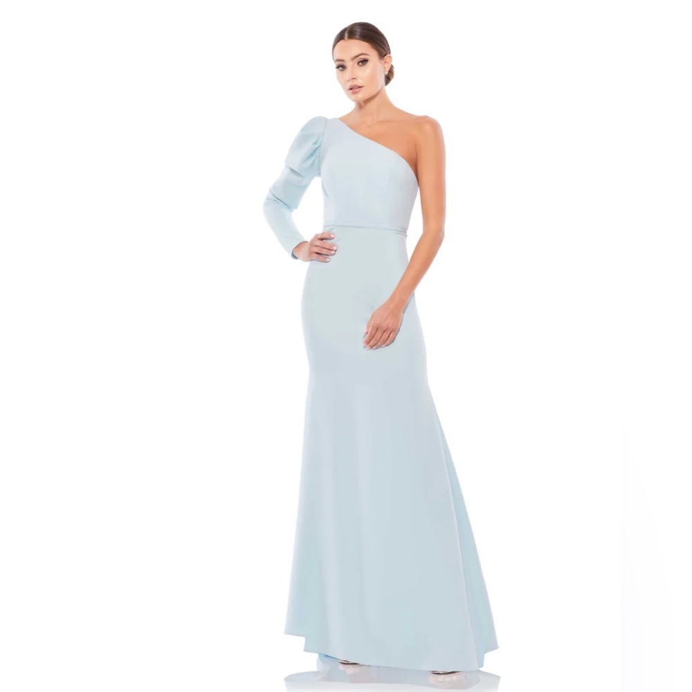 Mac Duggal Sky Blue One Shoulder Gown